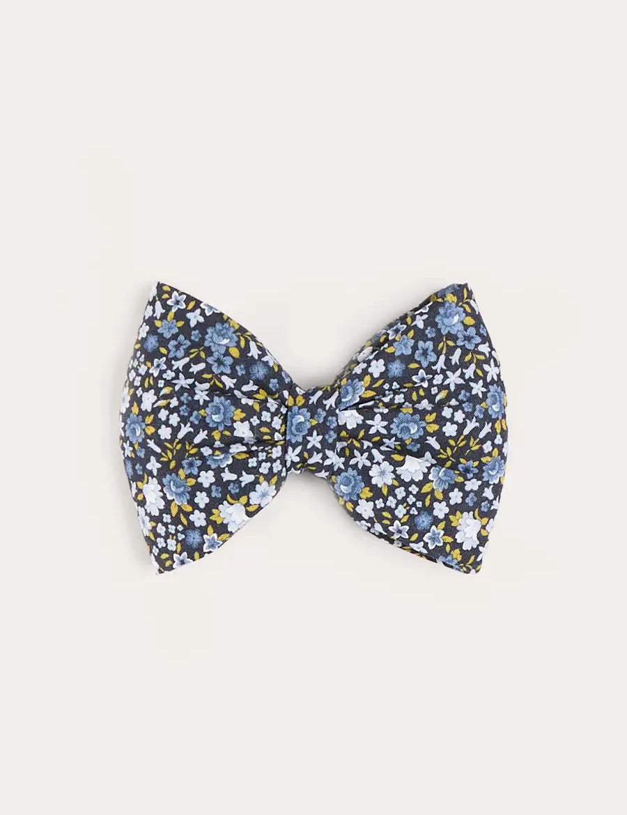 Lydia Floral Medium Bow Hair Clip in Blue (OS) Hair Accessories from Pepa London