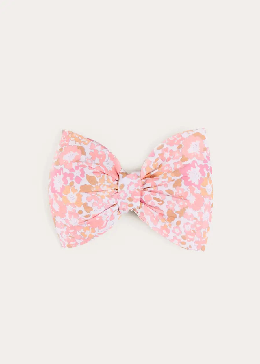 Nellie Floral Medium Bow Hair Clip in Pink (OS) Hair Accessories from Pepa London