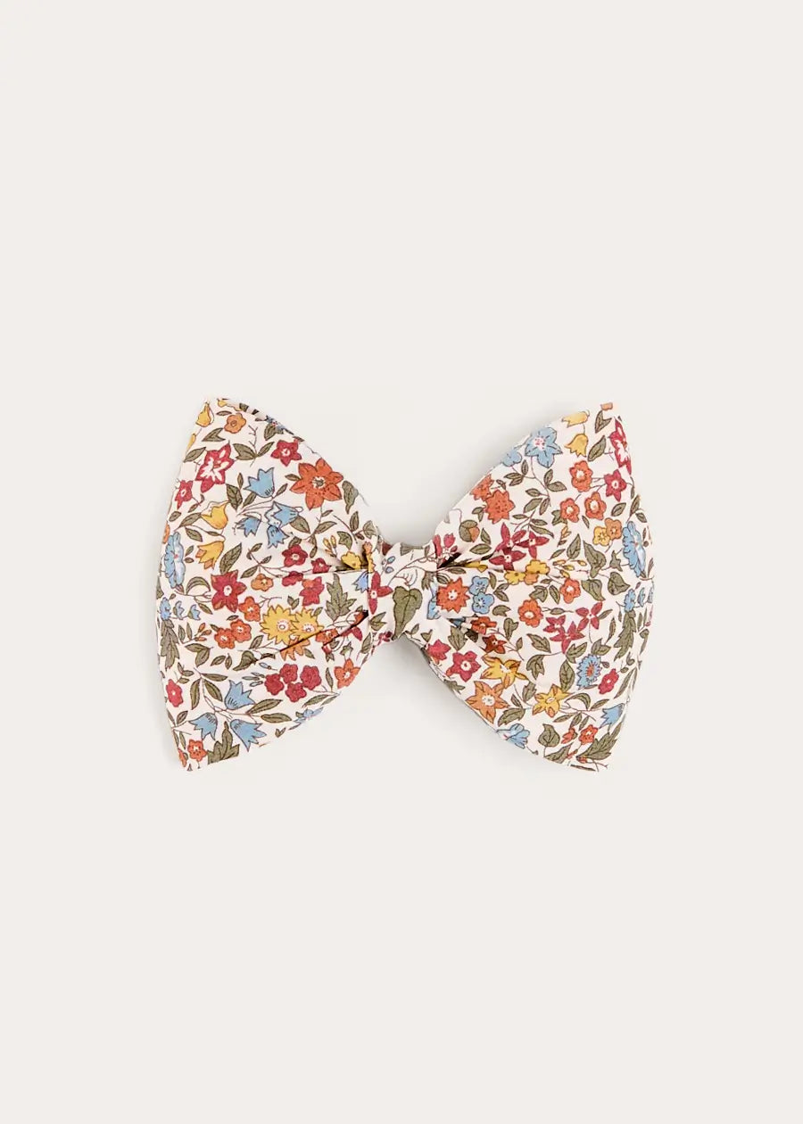 Marianne Floral Medium Bow Hair Clip in Toffee Made with Liberty Fabric (OS) Hair Accessories from Pepa London
