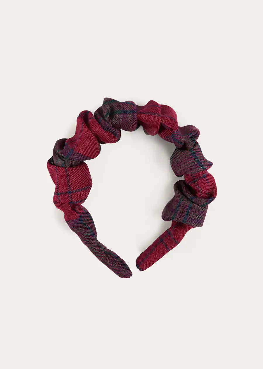 Grovesnor Tartan Scrunchie Hairband in Red (OS) Hair Accessories from Pepa London