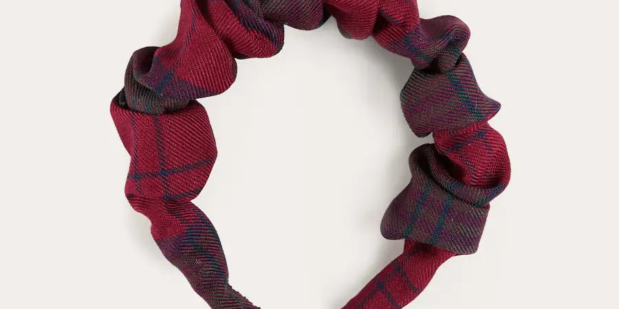 Grovesnor Tartan Scrunchie Hairband in Red (OS) Hair Accessories from Pepa London