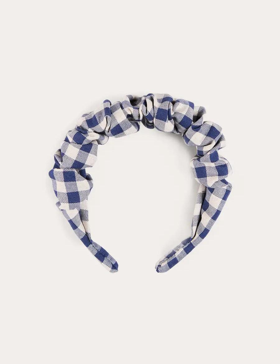 Draycott Check Scrunchie Hairband in White (OS) Hair Accessories from Pepa London