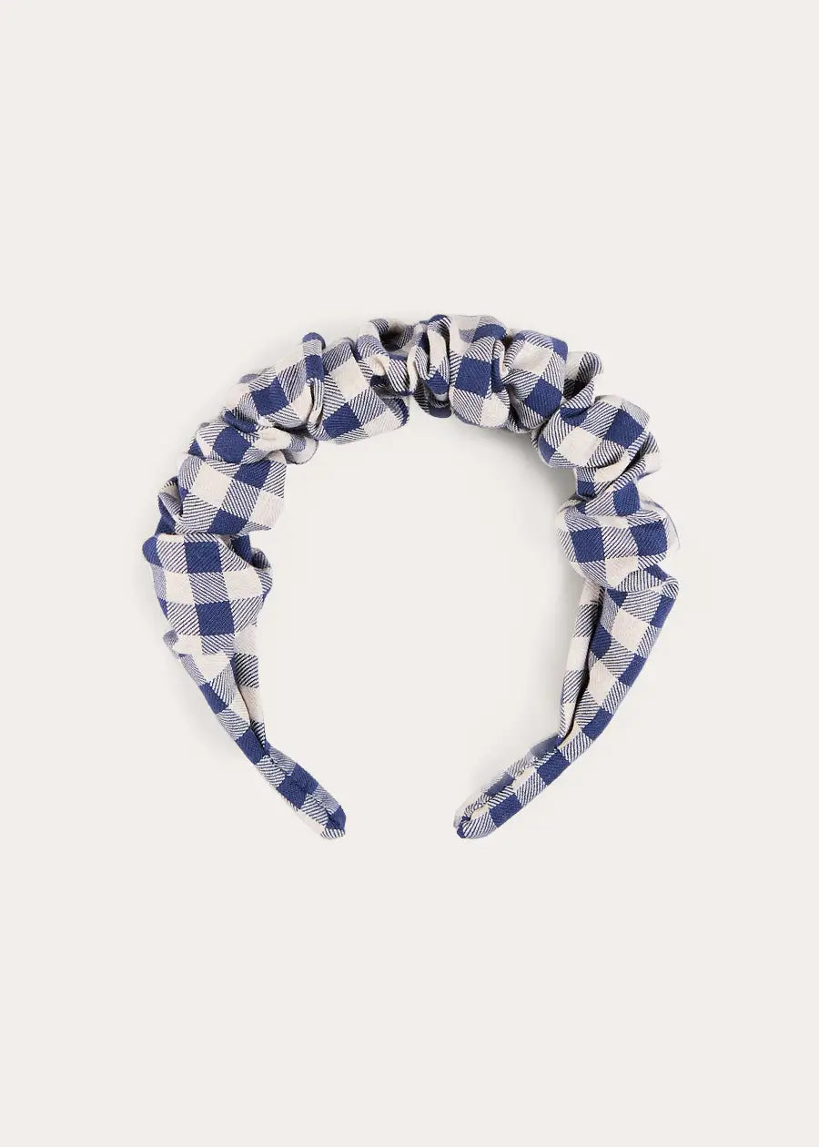 Draycott Check Scrunchie Hairband in White (OS) Hair Accessories from Pepa London