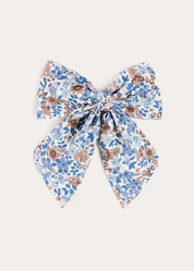 Beatrice Floral Long Bow Hair Clip in Blue (OS) Hair Accessories from Pepa London