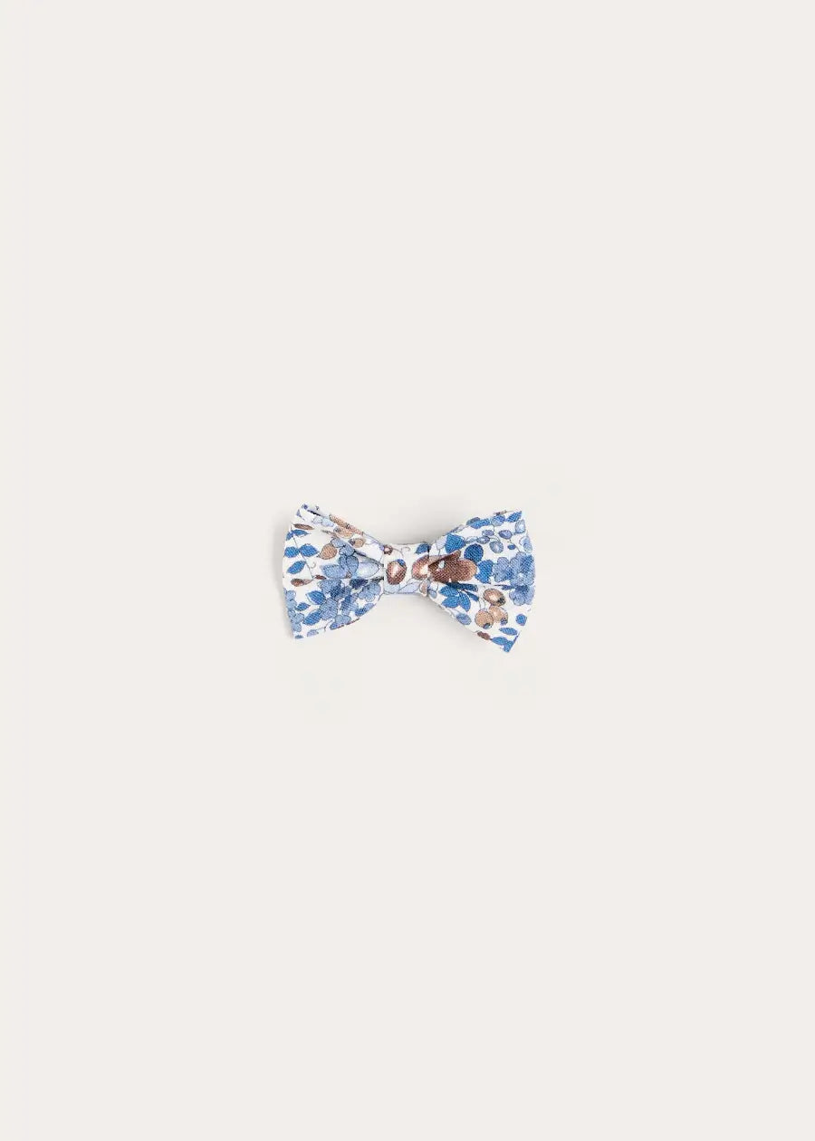 Beatrice Floral Small Bow Hair Clip in Blue (OS) Hair Accessories from Pepa London