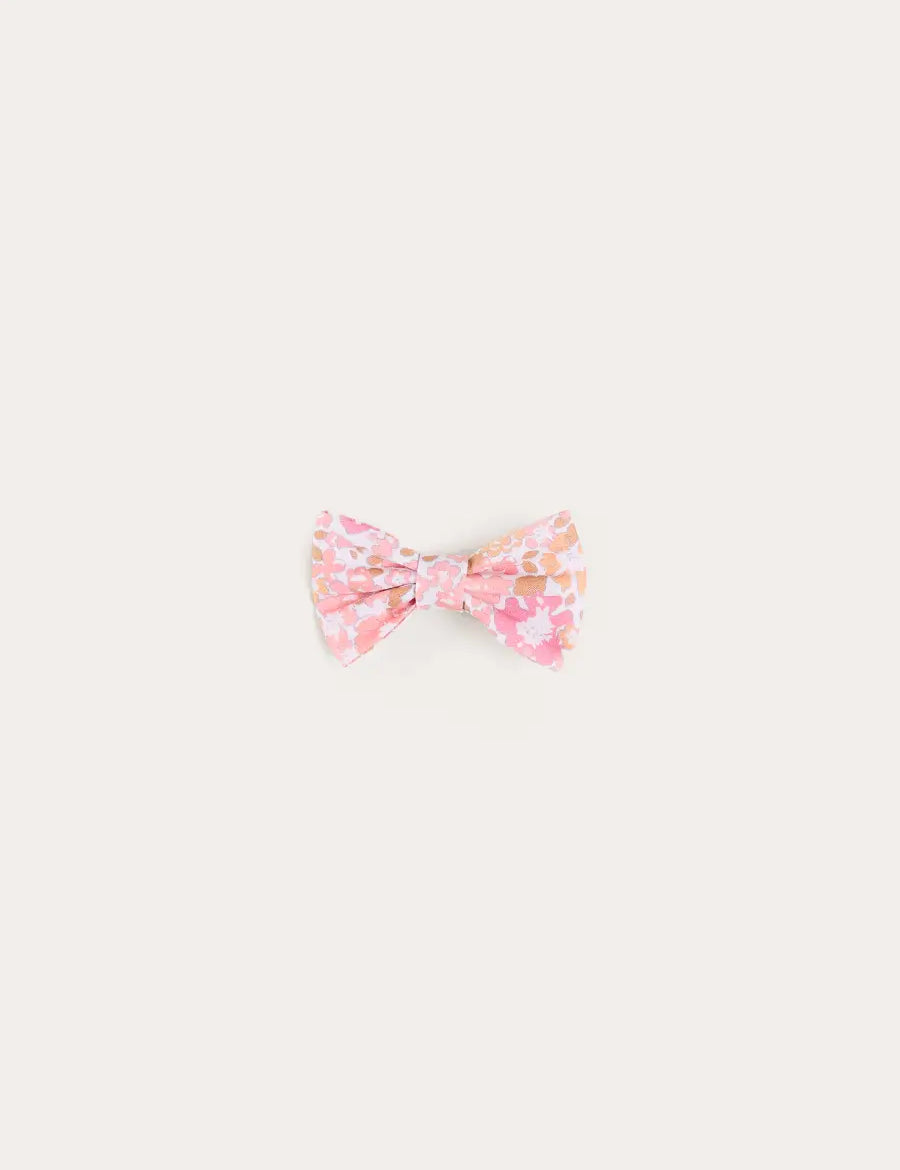 Nellie Floral Small Bow Hair Clip in Pink (OS) Hair Accessories from Pepa London