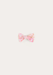 Nellie Floral Small Bow Hair Clip in Pink (OS) Hair Accessories from Pepa London