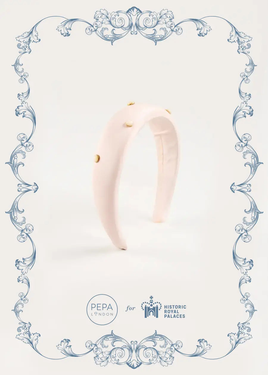 The Royal Silk & Pearl Hairband in Rose (OS) Hair Accessories from Pepa London