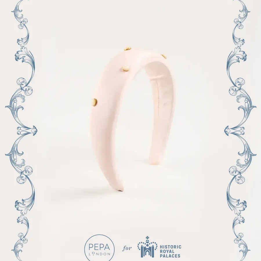The Royal Silk & Pearl Hairband in Rose (OS) Hair Accessories from Pepa London