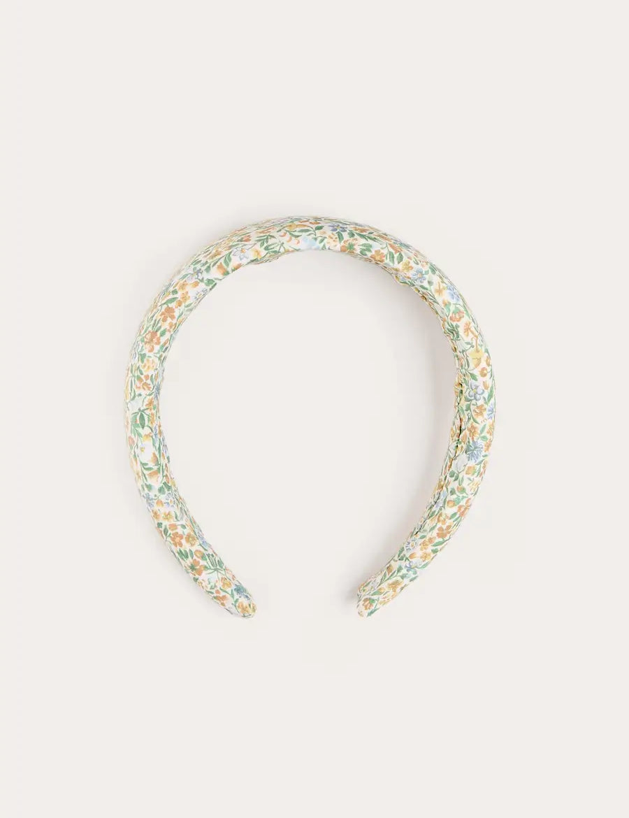 Adelaide Floral Padded Hairband in Yellow (OS) Hair Accessories from Pepa London