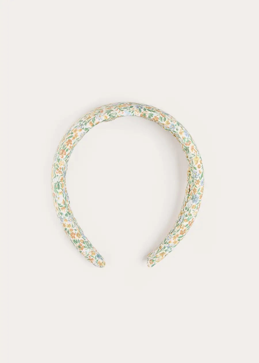Adelaide Floral Padded Hairband in Yellow (OS) Hair Accessories from Pepa London