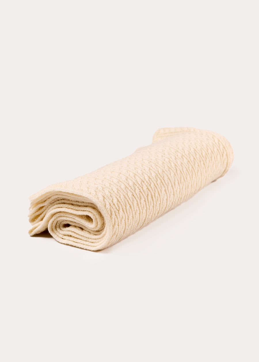 Cashmere Cable Knit Blanket in Cream (OS) Knitted Accessories from Pepa London