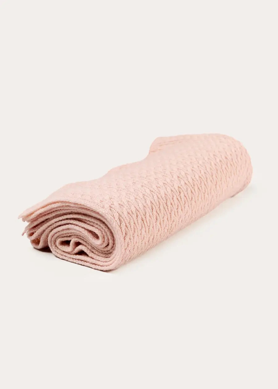 Cashmere Cable Knit Blanket in Pink (OS) Knitted Accessories from Pepa London