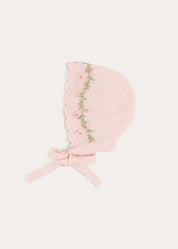 Wildflower Embroidered Bonnet in Pink (S-L) Bonnets from Pepa London