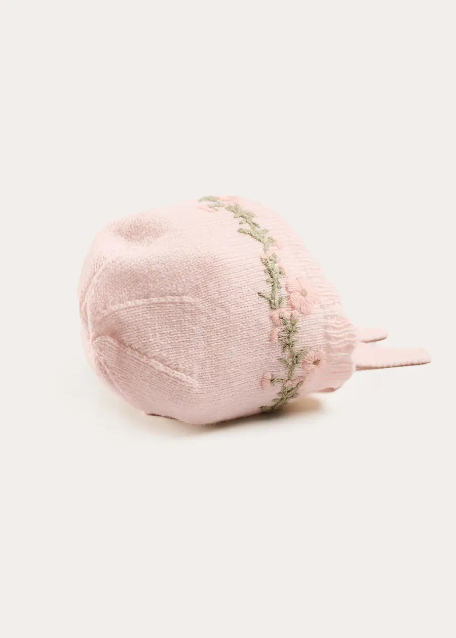 Wildflower Embroidered Bonnet in Pink (S-L) Bonnets from Pepa London