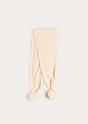 Alpaca Wool Scarf with Pom Pom in Cream (OS) Knitted Accessories from Pepa London
