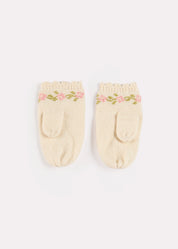 Alpaca Wool Flower Embroidered Mittens in Cream (XS-L) Knitted Accessories from Pepa London