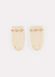 Alpaca Wool Flower Embroidered Mittens in Cream (XS-L) Knitted Accessories from Pepa London