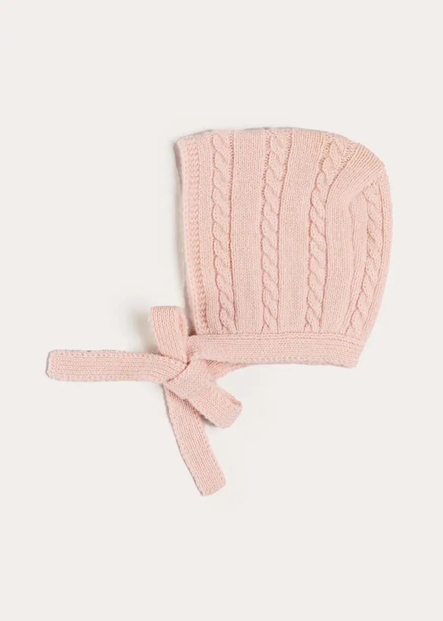 Cashmere Cable Knit Bonnet in Pink (XS-L) Bonnets from Pepa London