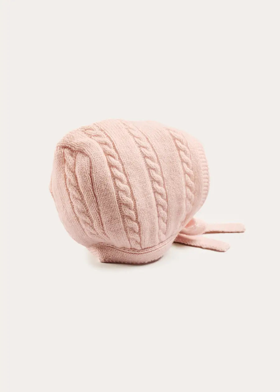 Cashmere Cable Knit Bonnet in Pink (XS-L) Bonnets from Pepa London