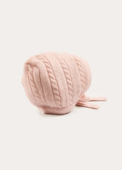 Cashmere Cable Knit Bonnet in Pink (XS-L) Bonnets from Pepa London