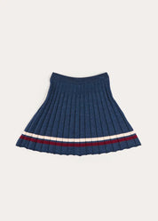 Pleated Bow Detail Striped Trim Skirt in Navy (2-10yrs) Skirts from Pepa London