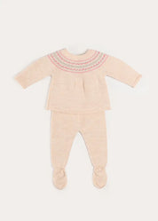 Fair Isle Jacquard Knitted Set in White (1mth-12mths)