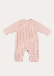 Cashmere Cable Knit Pocket Detail All In One in Pink (1mth-12mths) ALL-IN-ONE from Pepa London
