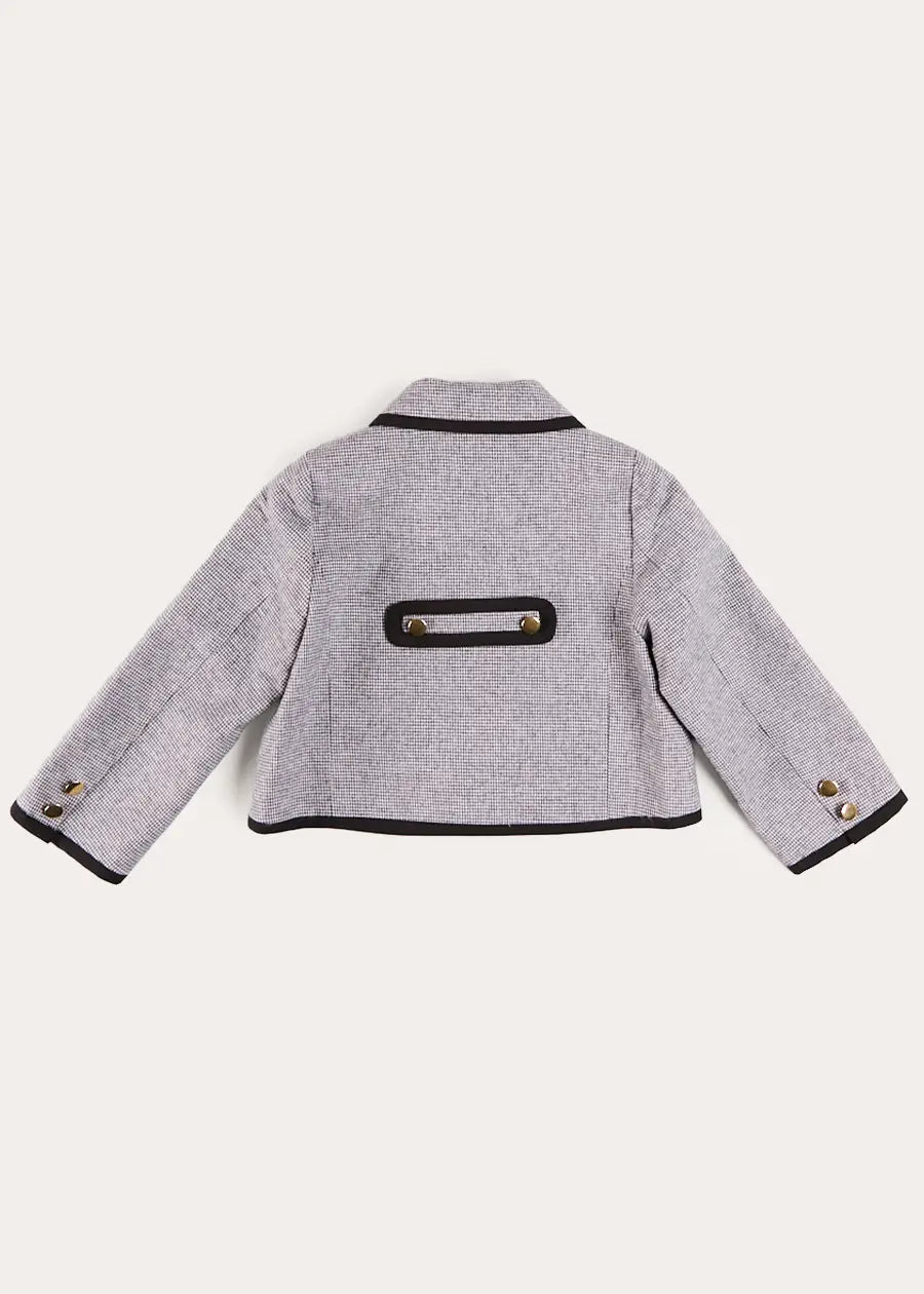 Alderney Check Double Breasted Gold Button Jacket in Black (4-12yrs) Coats from Pepa London