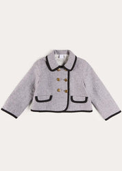 Alderney Check Double Breasted Gold Button Jacket in Black (4-12yrs) Coats from Pepa London