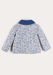 Beatrice Floral Reversible Quilted Jacket in Blue (3-10yrs) Coats from Pepa London