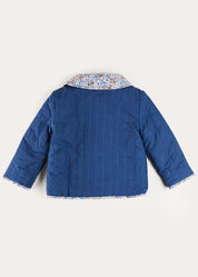 Beatrice Floral Reversible Quilted Jacket in Blue (3-10yrs) Coats from Pepa London