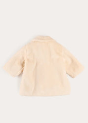 Faux Fur Pocket Detail Nellie Floral Lined Coat in Cream (2-10yrs) Coats from Pepa London