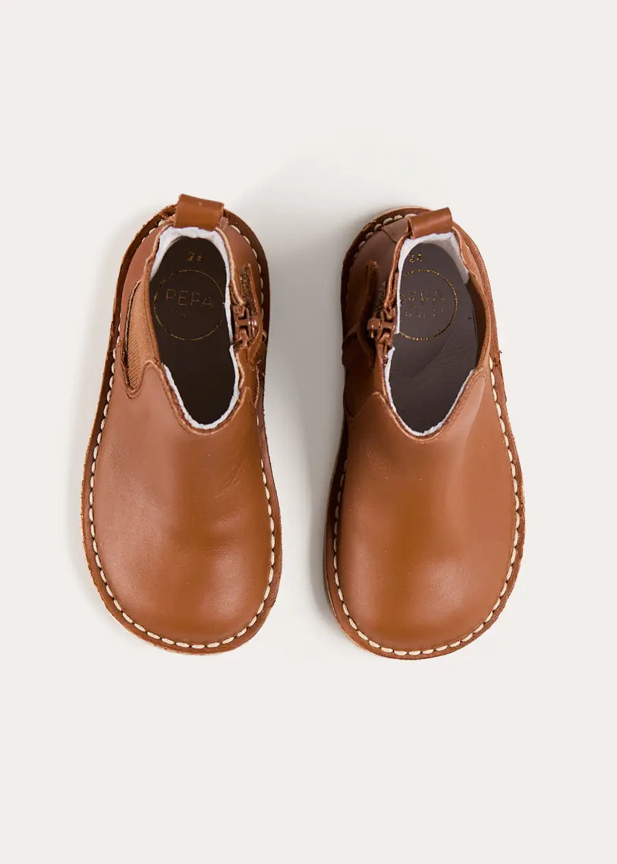 Leather Chelsea Boots In Brown (24-34EU) SHOES from Pepa London