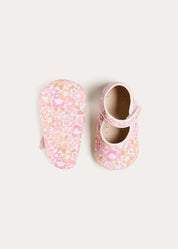 Nellie Floral Mary Jane Pram Shoes in Pink (17-2EU) Shoes from Pepa London