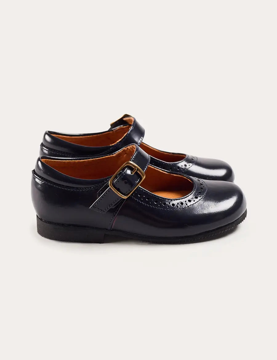 Leather Buckle Detail Mary Jane Shoes in Navy (24-37EU) Shoes from Pepa London