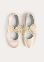 Satin Organza Bow Party Shoes in Champagne (24-35EU) Shoes from Pepa London