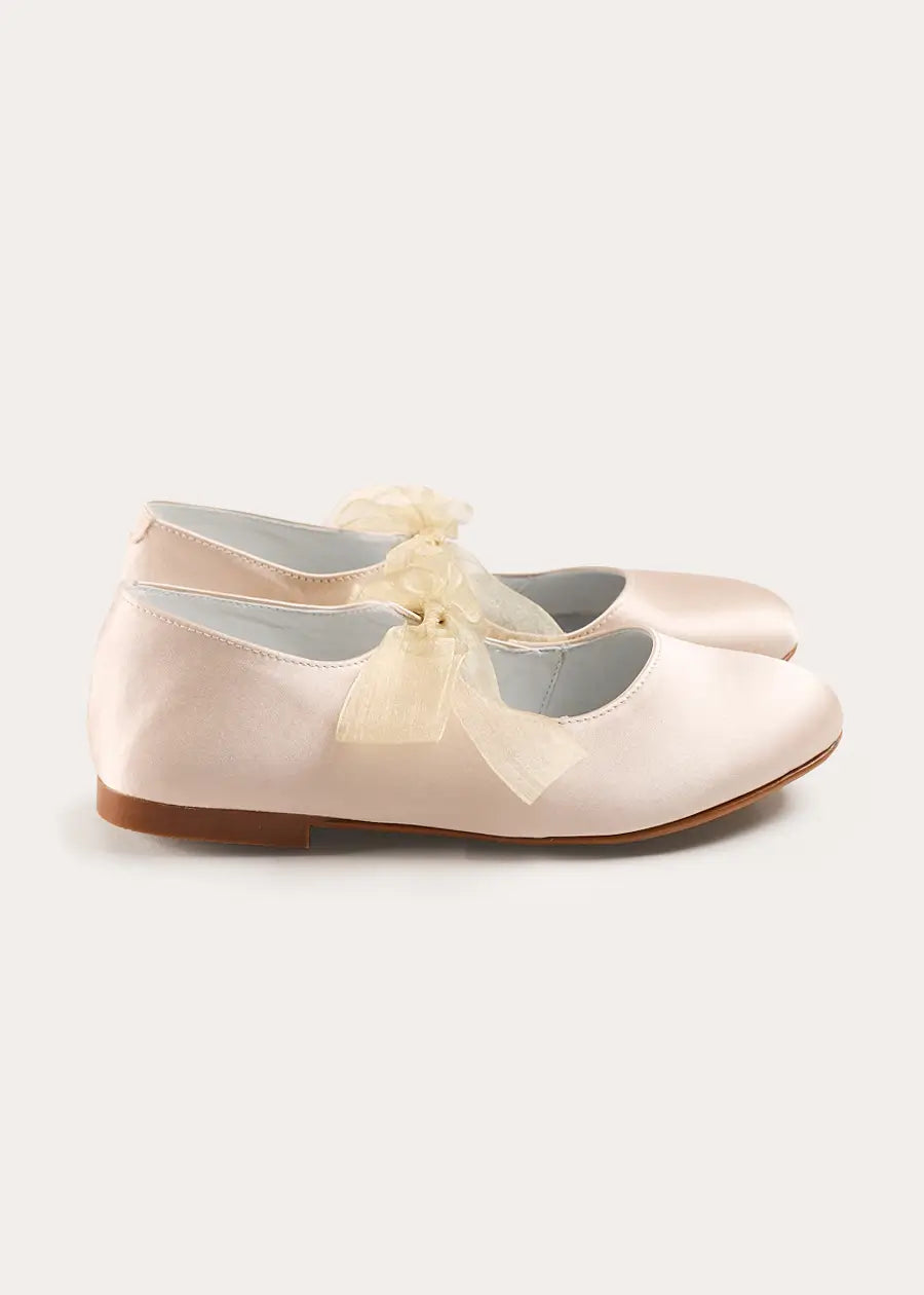 Satin Organza Bow Party Shoes in Champagne (24-35EU) Shoes from Pepa London