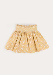 Abigail Floral Smocked Waist Skirt in Mustard (4-10yrs) Skirts from Pepa London
