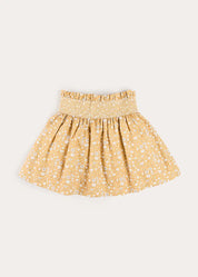 Abigail Floral Smocked Waist Skirt in Mustard (4-10yrs) Skirts from Pepa London