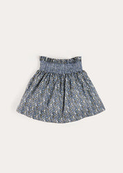 Lydia Floral Smocked Waist Skirt in Navy (4-10yrs) Skirts from Pepa London