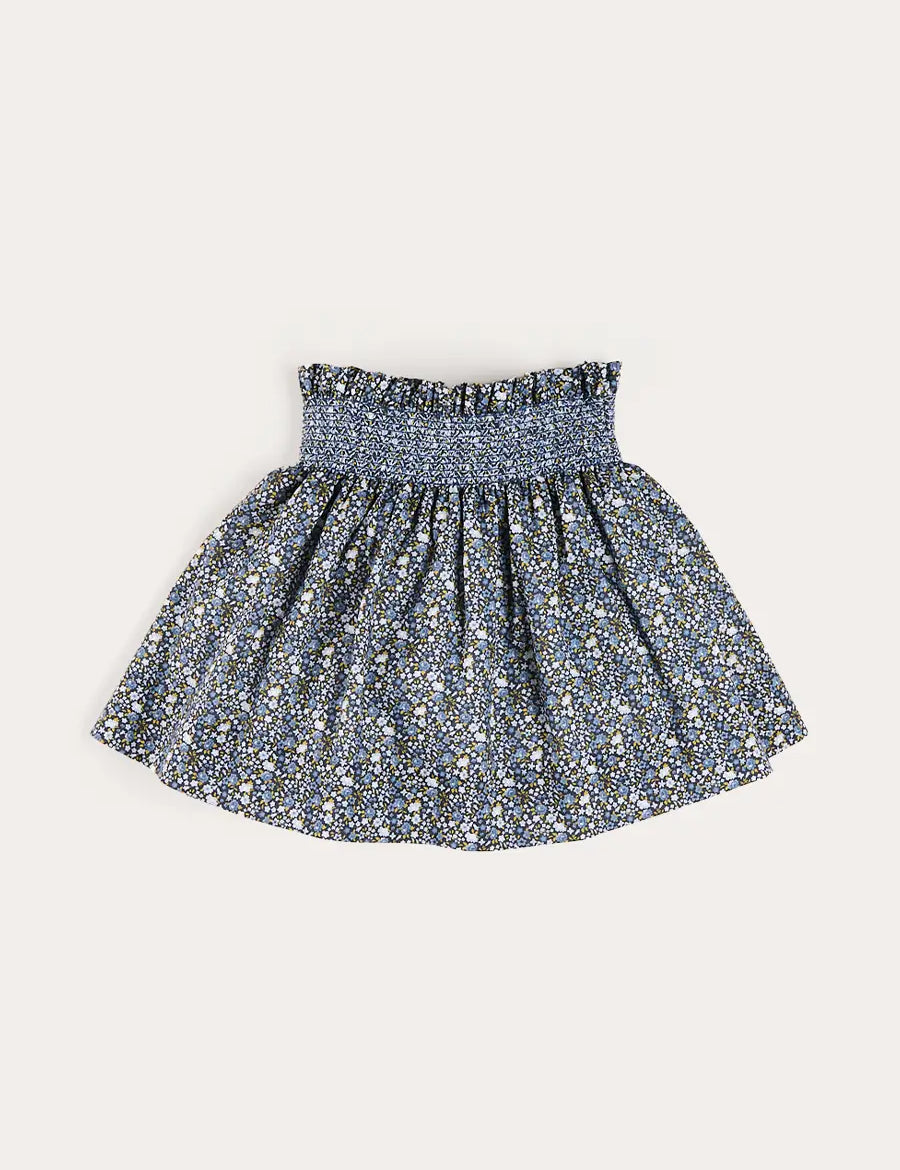 Lydia Floral Smocked Waist Skirt in Navy (4-10yrs) Skirts from Pepa London