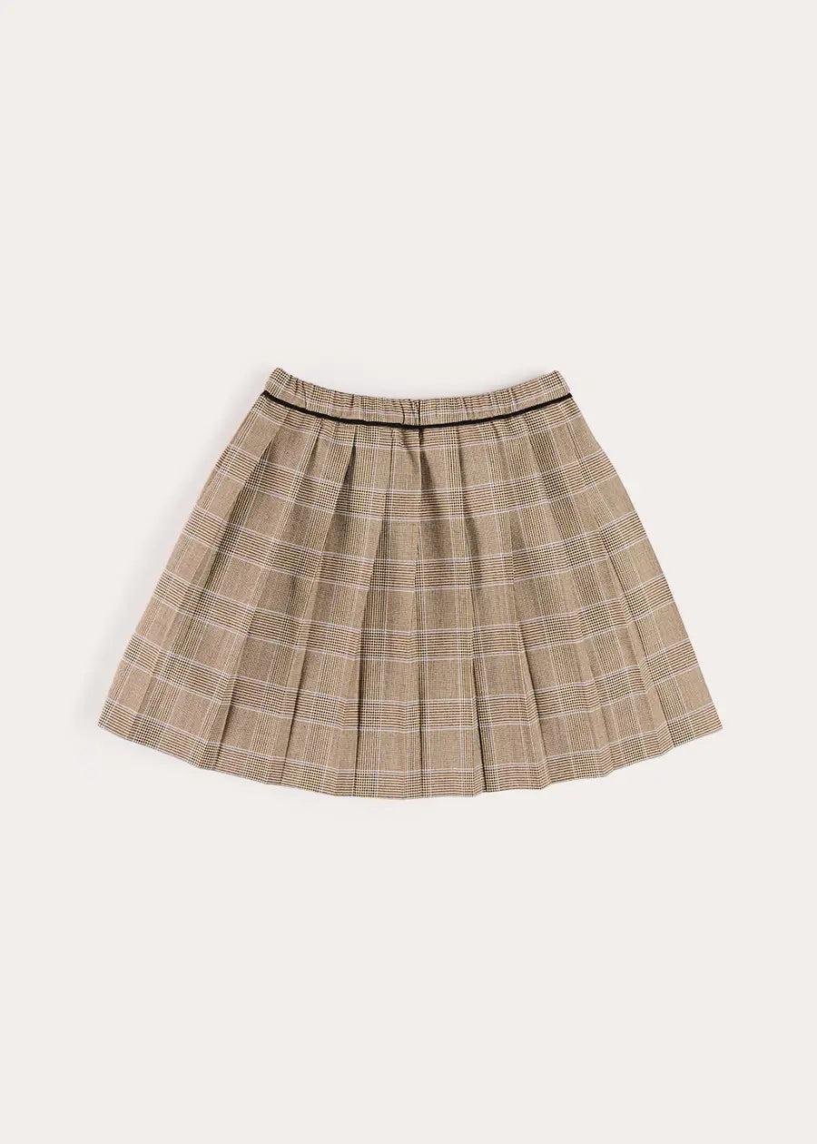 Wilton Check Pleated Skirt in Beige (4-12yrs) Skirts from Pepa London