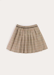 Wilton Check Pleated Skirt in Beige (4-12yrs) Skirts from Pepa London