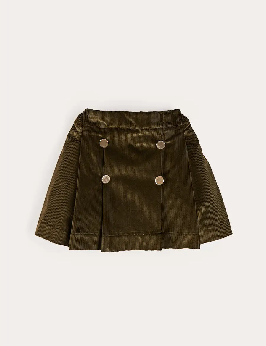 Corduroy Button Detail Skirt in Green (4-12yrs) Skirts from Pepa London