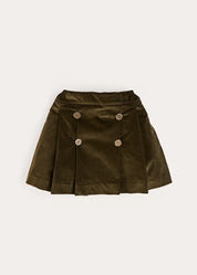 Corduroy Button Detail Skirt in Green (4-12yrs) Skirts from Pepa London