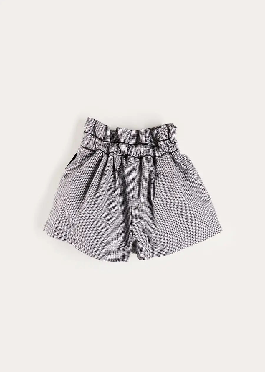 Alderney Check Ruffle Detail Shorts in Black (4-12yrs) Shorts from Pepa London