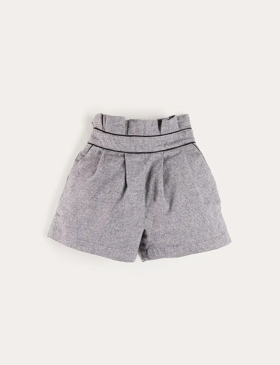 Alderney Check Ruffle Detail Shorts in Black (4-12yrs) Shorts from Pepa London