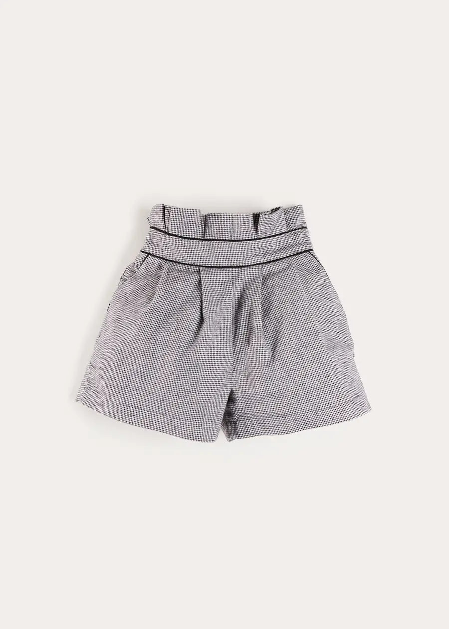Alderney Check Ruffle Detail Shorts in Black (4-12yrs) Shorts from Pepa London