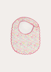 Adelaide Floral Scallop Edge Lined Bib in Pink Accessories from Pepa London